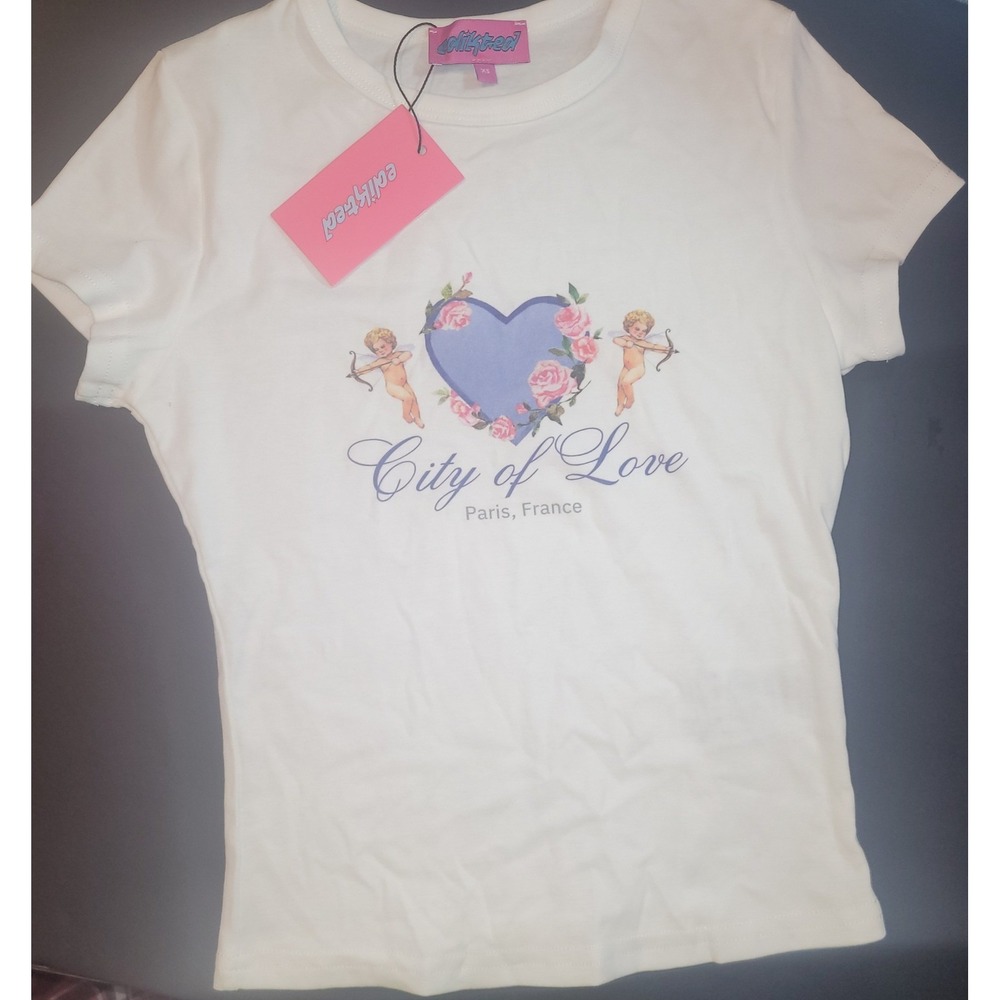 Edikted City of Love Paris France Graphic T-Shirt Womens XS
